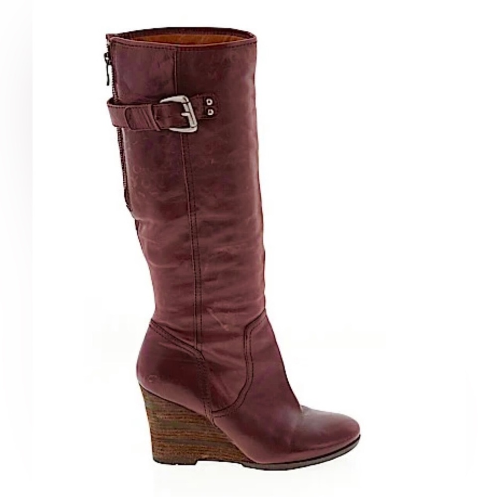 Naya Leather Boots Wedge Heel